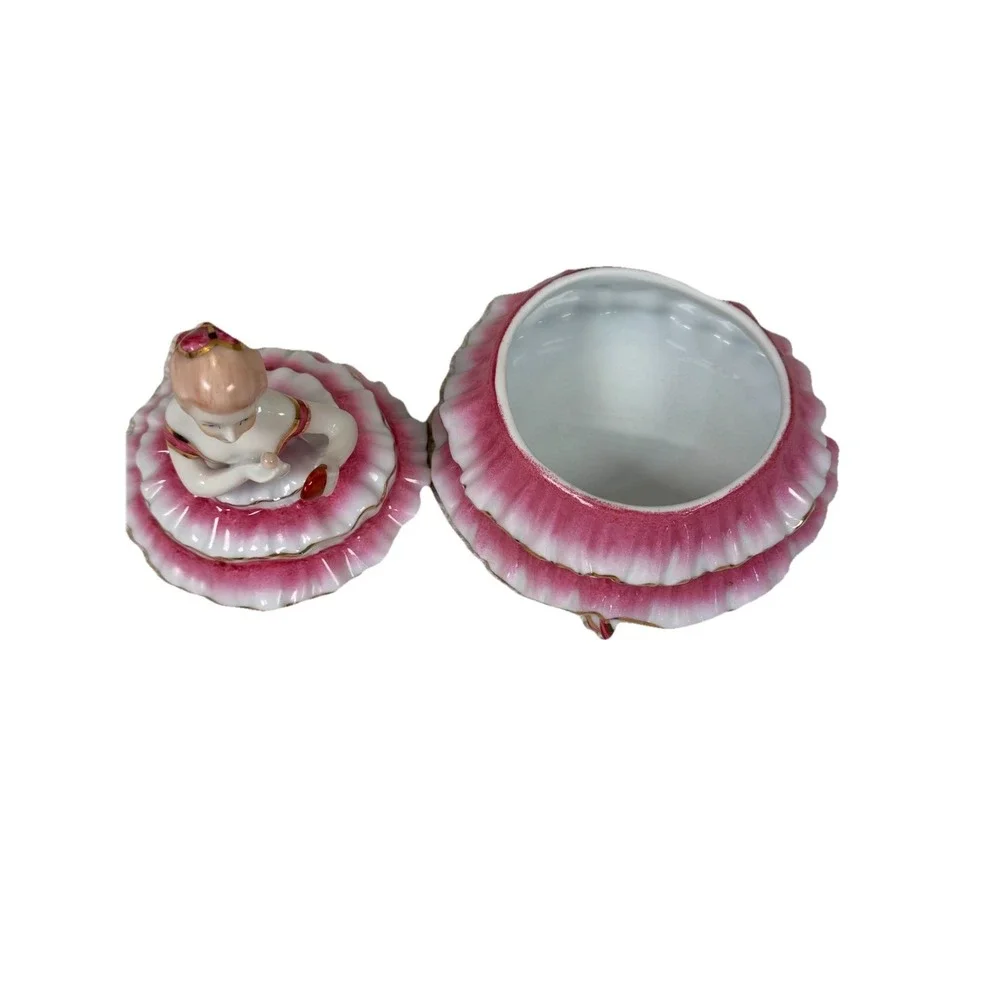 Vintage Limoges China Victorian Lady Powder Trinket Box